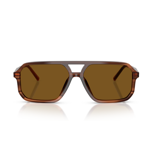 Lentes De Sol Dolce & Gabbana DG4541 Transp Brown On Striped Brown Dark Brown Polar Café/Marrón